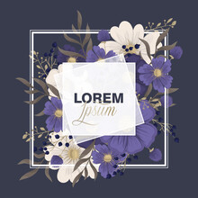 Floral Wedding Border With Blue Flowers