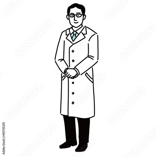 医者男性全身白衣イラスト手描き水彩stock Vector Adobe Stock