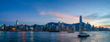 Fototapeta Miasto - Victoria Harbor view at Evening, Hong Kong