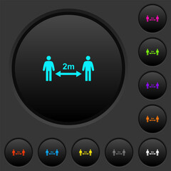 Poster - Social distancing 2 meters dark push buttons with color icons