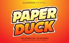 Paper Duck, 3d Cartoon Style Editable Text Effect Premium Vector