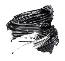 Wall Mural - Smudged black mascara isolated on white background. Cosmetic product swatch. Paint brush stroke