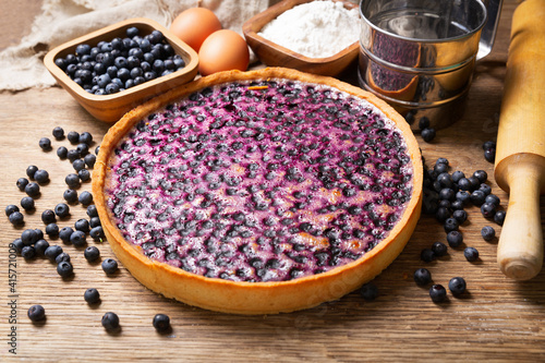 blueberry pie and fresh berries © Nitr