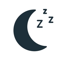 Wall Mural - simple black icon with silhouette of half moon or waning crescent. symbol of night and bedtime. mono
