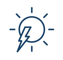 Wall Mural - simple icon in line art style of sun and flash of lightning. thunderstorm and sunny weather. linear 