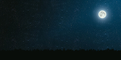 mountain. backgrounds night sky with stars and moon and clouds.
