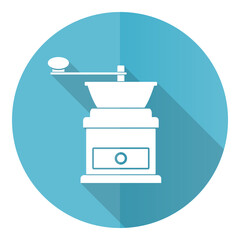Aufkleber - Retro coffee grinder blue icon, flat design vector illustration in eps 10 for webdesign and mobile applications