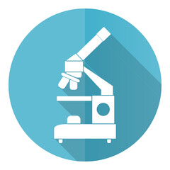 Aufkleber - Microscope, science and research blue icon, flat design vector illustration in eps 10 for webdesign and mobile applications