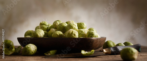 Composition of Brussels sprouts and knife © exclusive-design