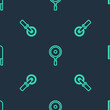© vector_v - Set line Frying pan, Pizza knife and Knife on seamless pattern. Vector.