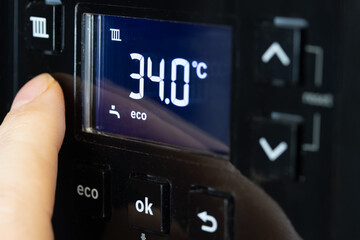 A control of the electric boiler panel for domestic and heating water heating.