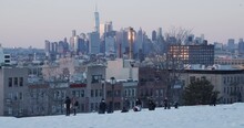 New York City In Winter Filmed From Brooklyn Park