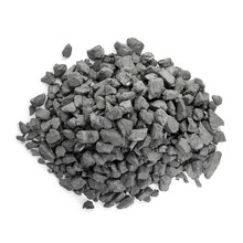 Heap Of Coal Isolated On White, Top View. Mineral Deposits