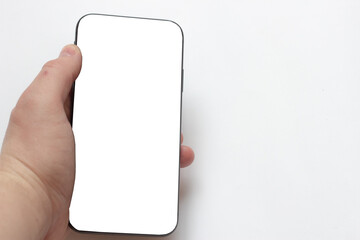 View of the phone screen with a mock up on a white isolated background