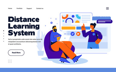 Wall Mural - modern flat design illustration of distance learning system