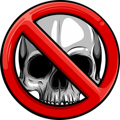 Sticker - Prohibited Warning skull icon. vector illustration design