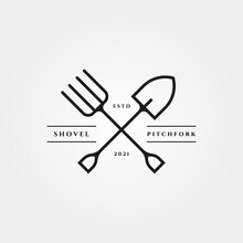 Pitchfork And Shove Icon Logo Vector Minimalist Illustration Design