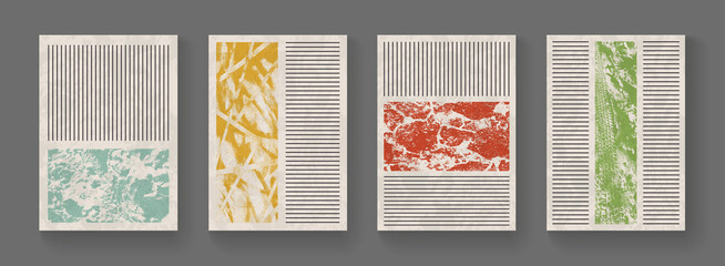 Poster - Set of minimal geometric posters. Abstract modern covers with simple shapes. Minimal retro backgrounds.