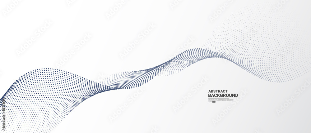 White abstract background with flowing particles. Digital future ...