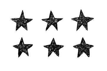 Wall Mural - Doodle set of black and white pencil drawing objects. Hand drawn abstract illustration grunge elements. Vector abstract stars for design use.