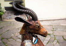 Rusty Metal Goat Sculpture