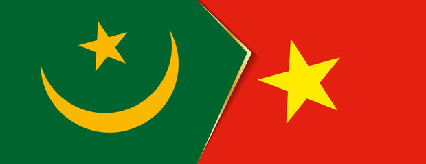 Mauritania and Vietnam flags, two vector flags.