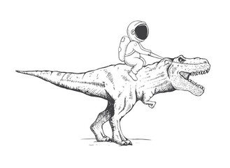 Wall Mural - astronaut rides horseback on dinosaur