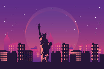 Poster - new york city architecture silhouette at night scene