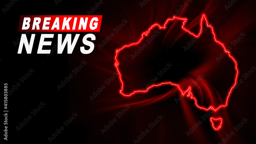 Breaking News Map of Australia, outline red glow map Stock Illustration ...