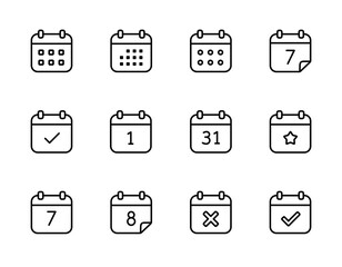 Wall Mural - calendar vector icons. set of calendar symbols in line style.