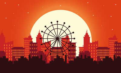 Poster - london eye city architecture silhouette sunset scene