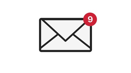 Poster - Email Icon With Red Counter On White Background. E-Mail Notification With Counter. Inbox E-Mail. 
