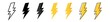 Thunder bolt vector icon. Flash logo set. Lightning icons on white background. Electrical sign. Thunderbolt symbol. Electric concept stock vector illustration.