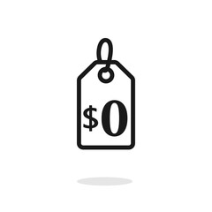 Wall Mural - zero cost price line icon. clipart image isolated on white background