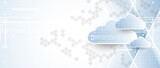 Fototapeta  - Modern cloud computer technology. Integrated digital web concept background. Data exchange