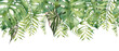 Leinwandbild Motiv Seamless long banner with hanging tropical leaves