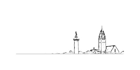 Building view with landmark of Gothenburg is the
city in Sweden. Hand drawn sketch illustration in vector.