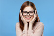 © SHOTPRIME STUDIO - cheerful woman glamor attractive look glasses cosmetics model autumn background