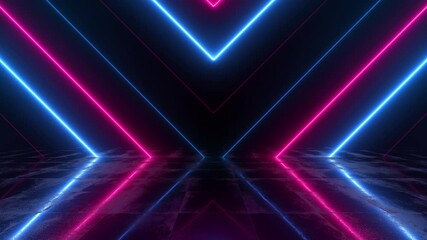 Wall Mural - high technology neon lights motion background. abstract 3d render space with futuristic laser illumi
