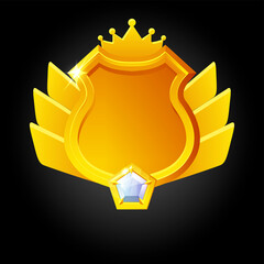 Wall Mural - Vector golden shield template for game achievement.