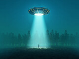 Fototapeta  - flying saucer at night