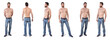 © curto - various poses of a man shirtless and with blue jeans on white background