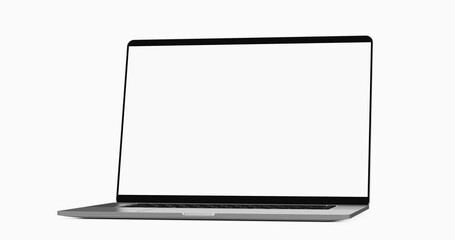Wall Mural - laptop blank screen isolated on white background, camera rotation - 4k 24fps
