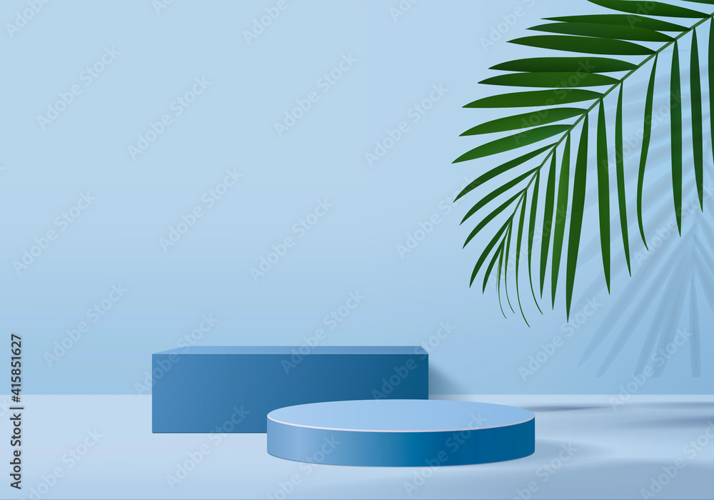 3d display product abstract minimal scene with leaf geometric podium ...