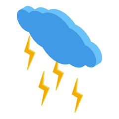 Wall Mural - Lightning cloud icon. Isometric of lightning cloud vector icon for web design isolated on white background