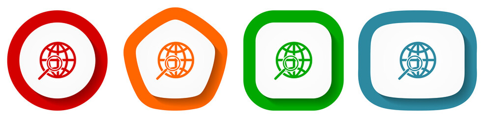 Aufkleber - Search vector icon set, flat design buttons on white background.