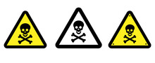 Danger Attention Sign. Warning. Human Skull And Bones On A Triangular Background, Illustration.