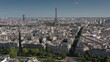sunny day paris city center famous tower district flight over traffic street aerial panorama 4k france