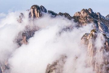  Clouds above the peaks of Huangshan National park. Anhui province.