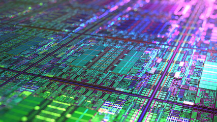 Canvas Print - technology background cpu circuit on large wafer. advanced technology concept visualization. ai proc